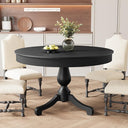 47 Inch Round Dining Table with 2 Storage Drawers — Mid-Century Pedestal Base