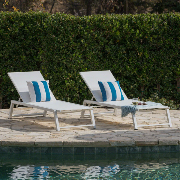 Outdoor Mesh Chaise Lounges Set of 2
