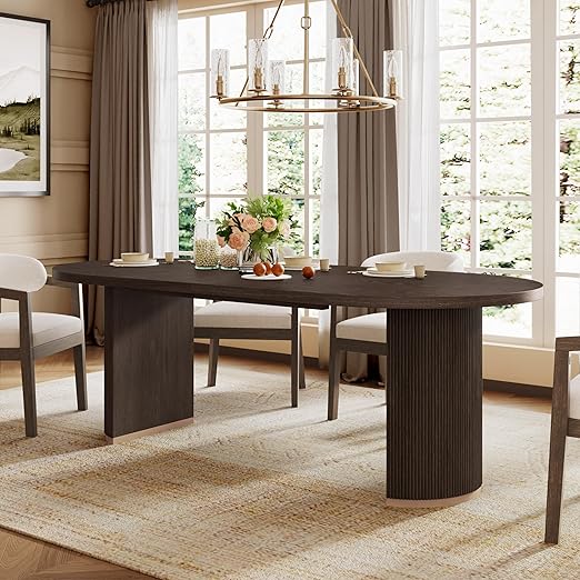 Oval Pedestal Dining Table for 6