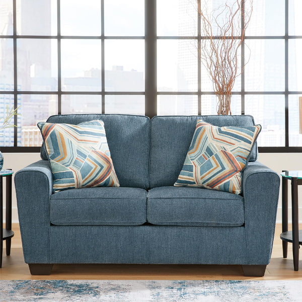 Contemporary Loveseat with Accent Pillows | 63" W Fabric Upholstery
