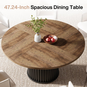 Round Dining Table 47-Inch MDF Metal Base Seats 4-6