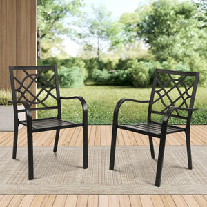 Stackable Metal Outdoor Dining Chairs with Armrests