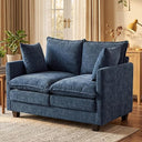Compact Chenille Loveseat Sofa with Deep Seat & Detachable Cover