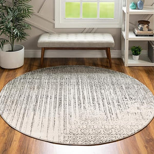Round Area Rug 6ft – Polypropylene Machine Made Abstract Modern
