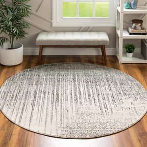 Round Area Rug 6ft – Polypropylene Machine Made Abstract Modern
