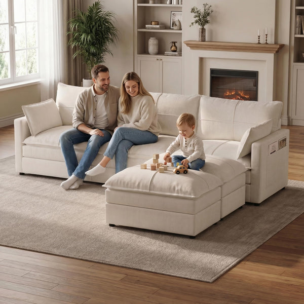 L-Shaped Modular Sectional Sofa with Reversible Chaise