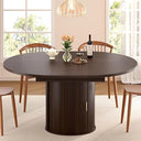 Extendable Round to Oval Dining Table with Storage Cabinet