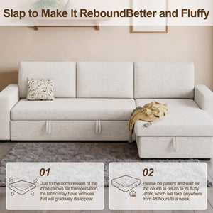81.5" L-Shaped Sleeper Sofa Bed with Storage Chaise