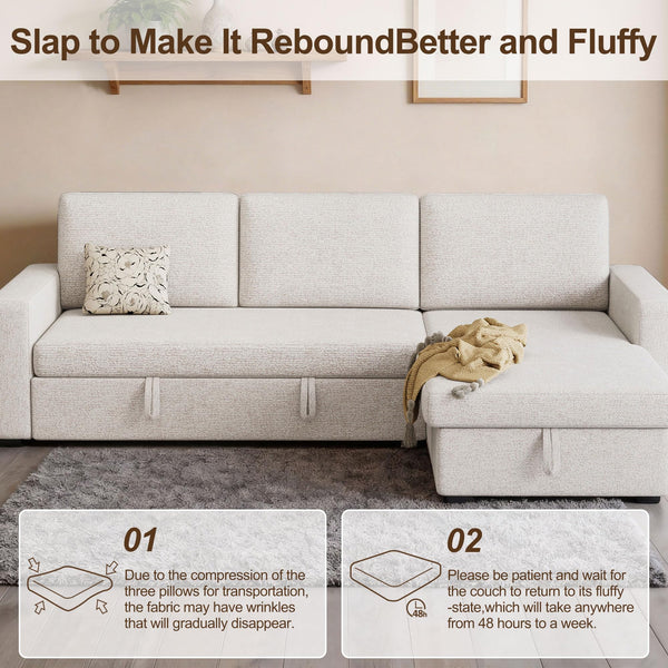 81.5" L-Shaped Sleeper Sofa Bed with Storage Chaise