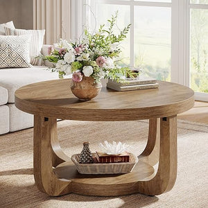 Round 2-Tier Coffee Table with Storage
