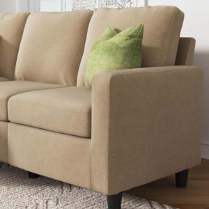 L-Shaped Convertible Sectional Sofa with Linen Fabric
