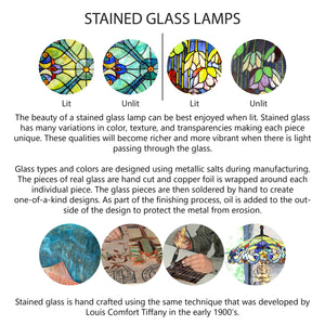 Stained Glass Cardinals on Tree Table Lamp – Tiffany Style, 23.75"H