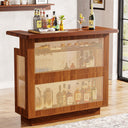 Farmhouse Rattan Bar Cabinet with Stemware Racks