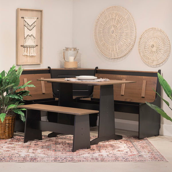 3-Piece Breakfast Nook Dining Set with Hidden Storage Benches
