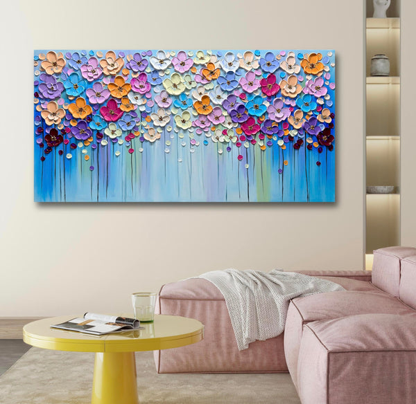 3D Floral Hand-Painted Canvas Wall Art