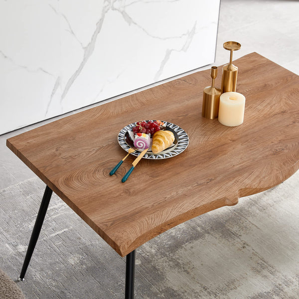5-Piece Rectangular Dining Table Set with Velvet Chairs & Metal Legs