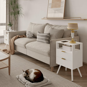 Nightstand with Charging Station and LED Lights