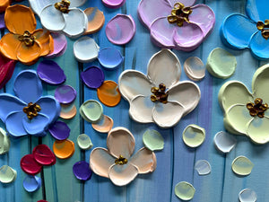 3D Floral Hand-Painted Canvas Wall Art