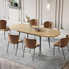 Extendable Oval Dining Table with Metal Legs