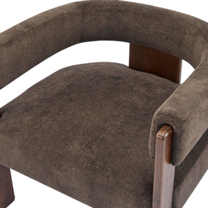 Barrel Accent Chair – Velvet Upholstered Lounge Chair with Rubberwood Frame