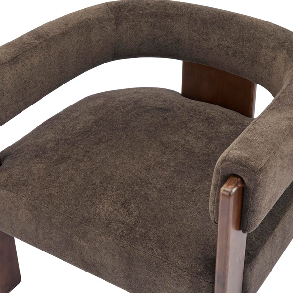 Barrel Accent Chair – Velvet Upholstered Lounge Chair with Rubberwood Frame