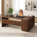 L-Shaped Executive Desk with Cabinet Storage, Bookshelf & CPU Stand