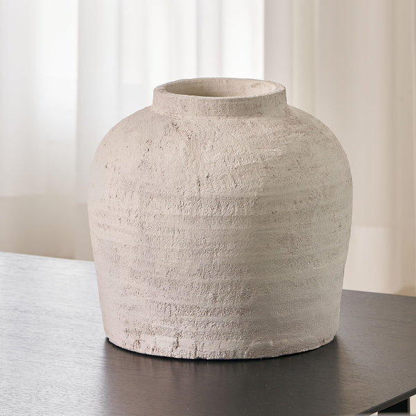 White Ceramic Oval Vase – Zen Minimalist Farmhouse Decor