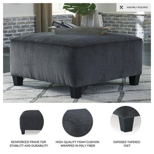 Oversized Square Accent Ottoman – Grey Chenille Upholstery