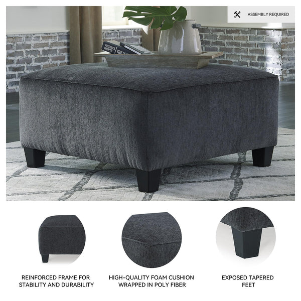Oversized Square Accent Ottoman – Grey Chenille Upholstery