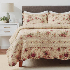 Antique Rose Full/Queen Quilt Set – Ecru