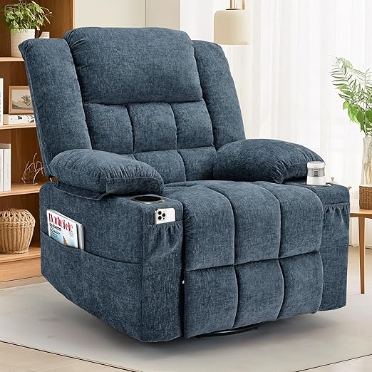360° Swivel Rocker Recliner with Massage & Heating