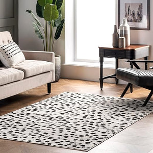 Leopard Print Polypropylene Area Rug – Stain Resistant, Machine Made