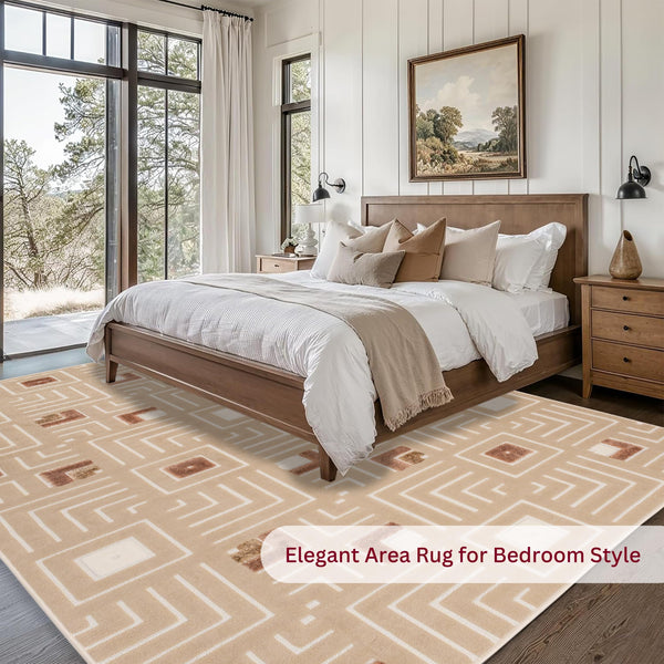 5x7 Sisal-Inspired Geometric Area Rug – Indoor & Outdoor