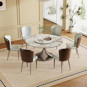 Oval Sintered Stone Dining Table Set with Stainless Steel Base