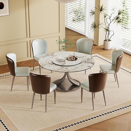 Oval Sintered Stone Dining Table Set with Stainless Steel Base