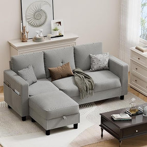 L-Shaped Sectional Sofa with Ottoman & Storage
