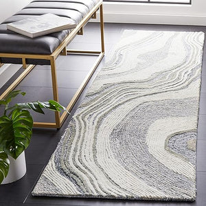 Hand-Tufted Wool Runner Rug 2'3" x 8' – Geometric Mid-Century Modern