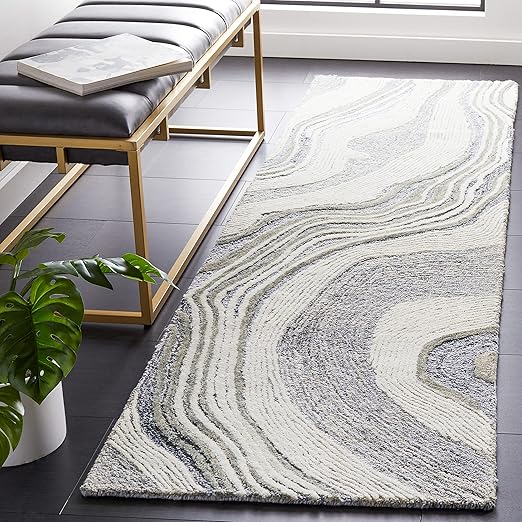 Hand-Tufted Wool Runner Rug 2'3" x 8' – Geometric Mid-Century Modern