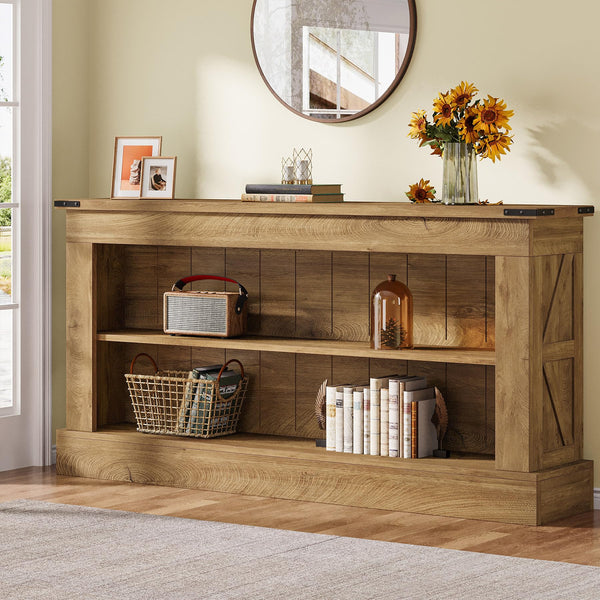 63-Inch Farmhouse Console Table with Shelves