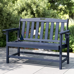 HDPE Outdoor Patio Bench with Armrests – 2-3 Person, 700 lbs Capacity