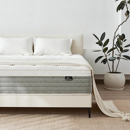 12 Inch Queen Hybrid Mattress – Pillow Top, Pocketed Springs & Cooling Gel Foam