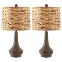 Rustic Rattan Table Lamp Set of 2