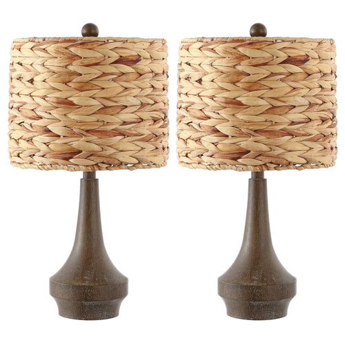 Rustic Rattan Table Lamp Set of 2