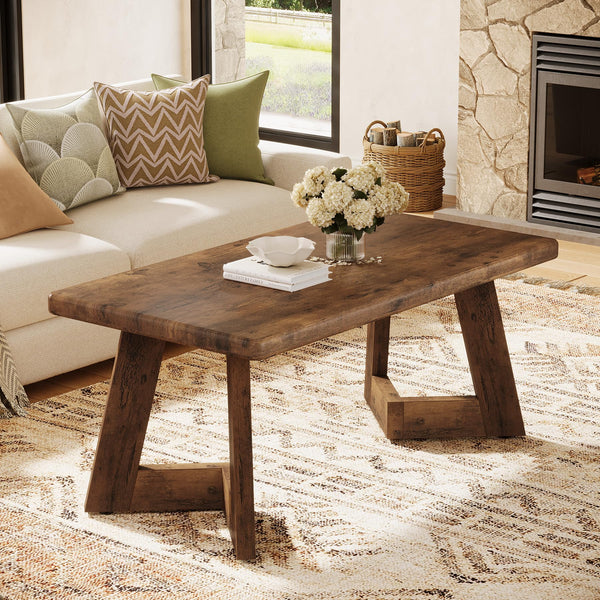 Farmhouse Coffee Table with V-Shaped Legs