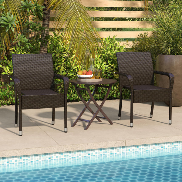 Stackable Outdoor Rattan Dining Chairs Set of 4 with Armrests