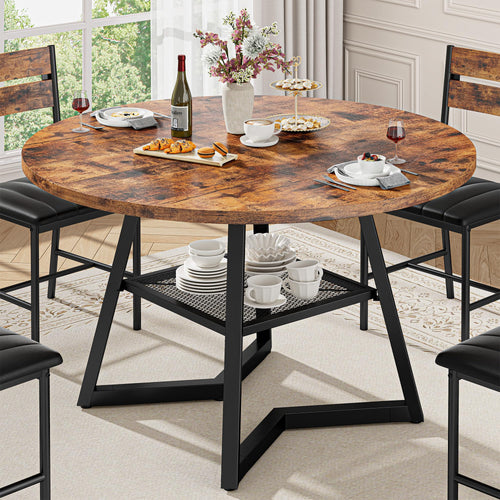 47.2" Round Dining Table with Storage Shelf