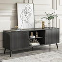 Mid Century Modern TV Stand with Sliding Doors and Storage