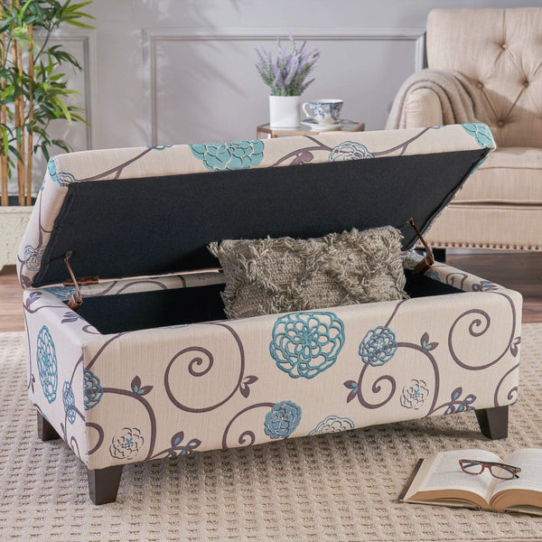Fabric Storage Ottoman with Lid