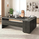 L-Shaped Executive Desk with Cabinet Storage, Bookshelf & CPU Stand