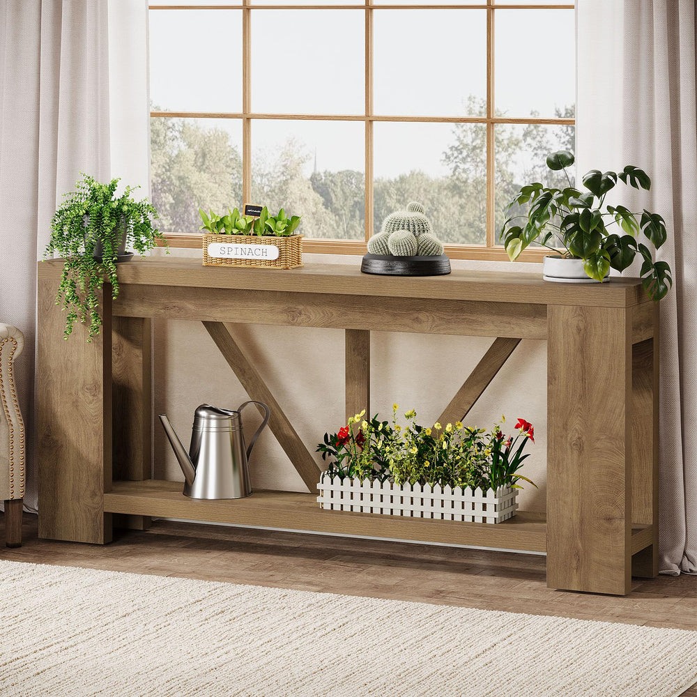 70.9" Farmhouse Console Table with Storage Shelf